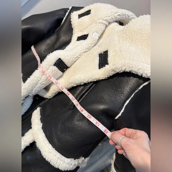 Longline Faux Leather Bonded
Aviator Coat - Picture 8 of 10